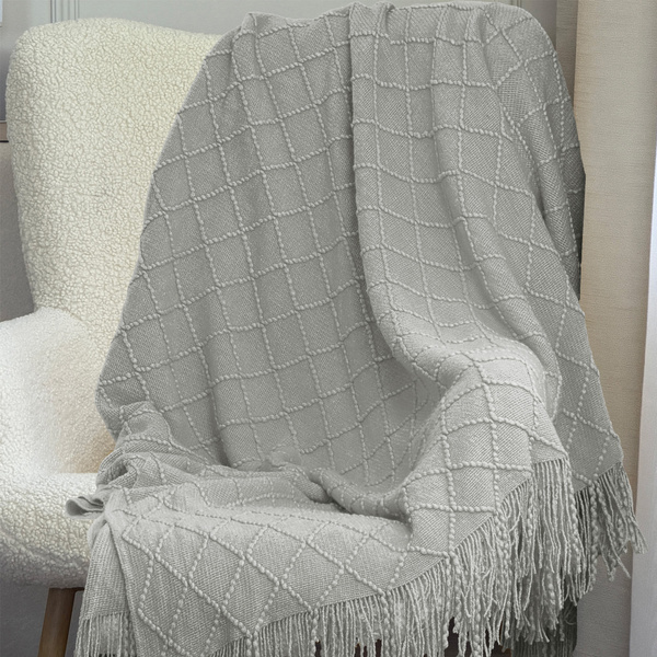 Jacquard Takaró Rojtokkal Neria Világosszürke 150x200 cm