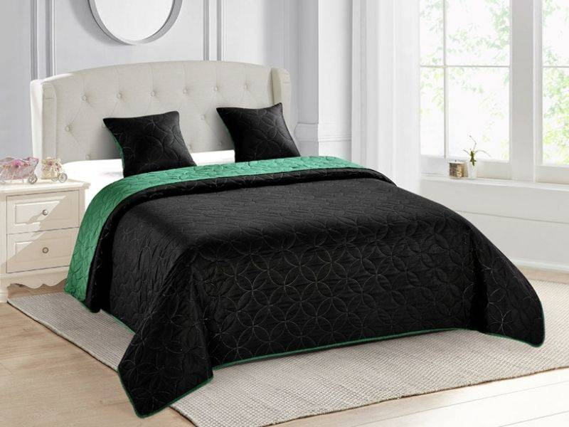 Kétoldalas ágytakaró Vigo II Fekete Palack zöld 006 180x220+2x40x40 cm