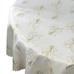 Dwustronny Obrus Plamoodporny Śnieg Złoty I Okrągły