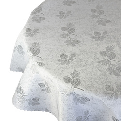 Dwustronny Obrus Plamoodporny Śnieg Złoty I Okrągły