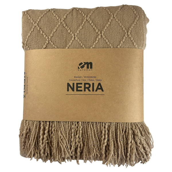 Jacquard Takaró Rojtokkal Neria Bézs Taupe 130x170 cm