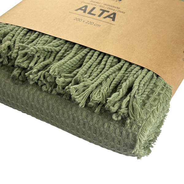 Jacquard Alta Takaró Rojtokkal Gofris Textúra Zöld 150x200 cm