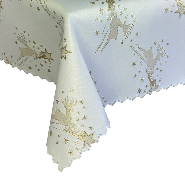 Dwustronny Obrus Plamoodporny Śnieg Złoty I