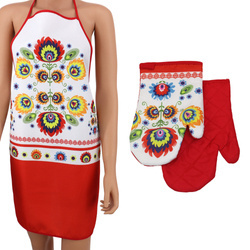 Konyhai kötény és 2 konyhai kesztyű Folk II 2267B - készlet