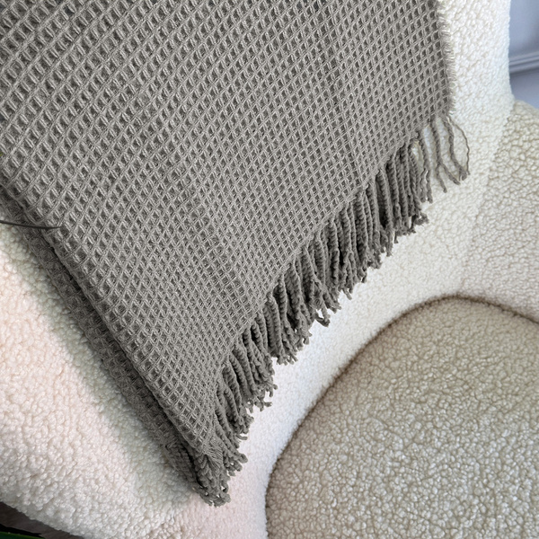 Jacquard Alta Takaró Rojtokkal Gofris Textúra Szürke 200x220 cm