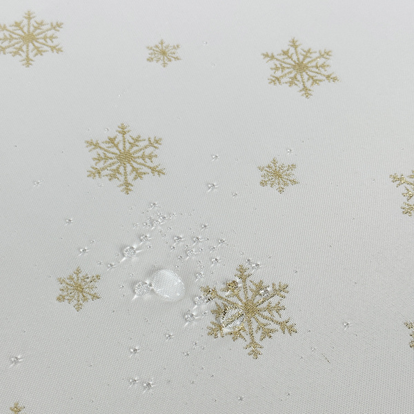 Dwustronny Obrus Plamoodporny Śnieg Złoty I Okrągły