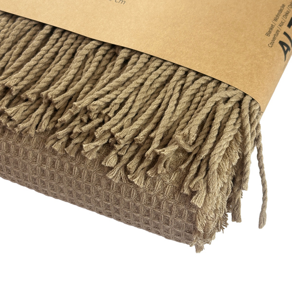 Jacquard Alta Takaró Rojtokkal Gofris Textúra Taupe Bézs 150x200 cm