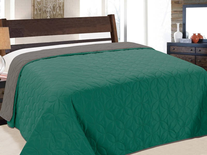 Kétoldalas ágytakaró Vigo II Emerald Graphit 006- Párnahuzat Nélkül 220x240