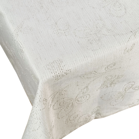 Asztalterítő Szegéllyel Jacquard Ines Silver Beige 01